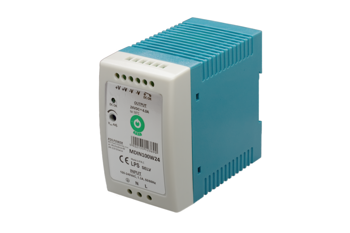 MDIN100W24 POS Zdroj na DIN 24V 100W 4A