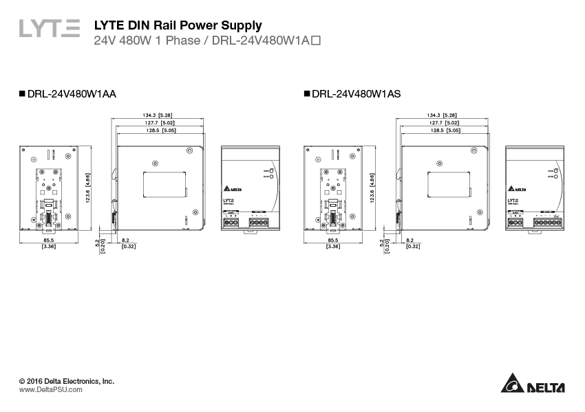 DRL-24V480W1AS DELTA 24V 480W 20A