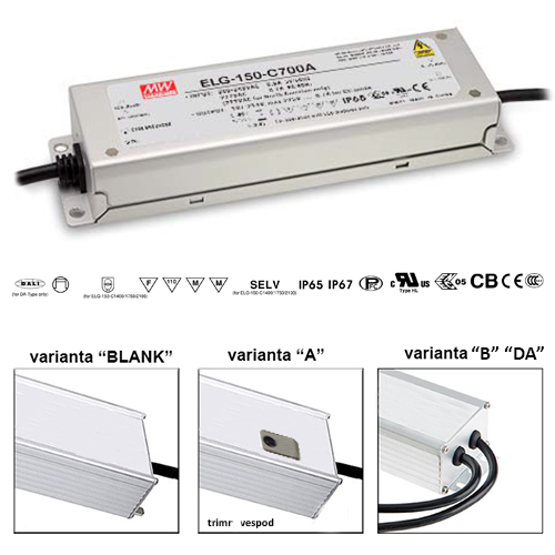 ELG-150-C2100DA Mean Well Stmívatelný proudový DALI zdroj pro LED 150W 2100mA