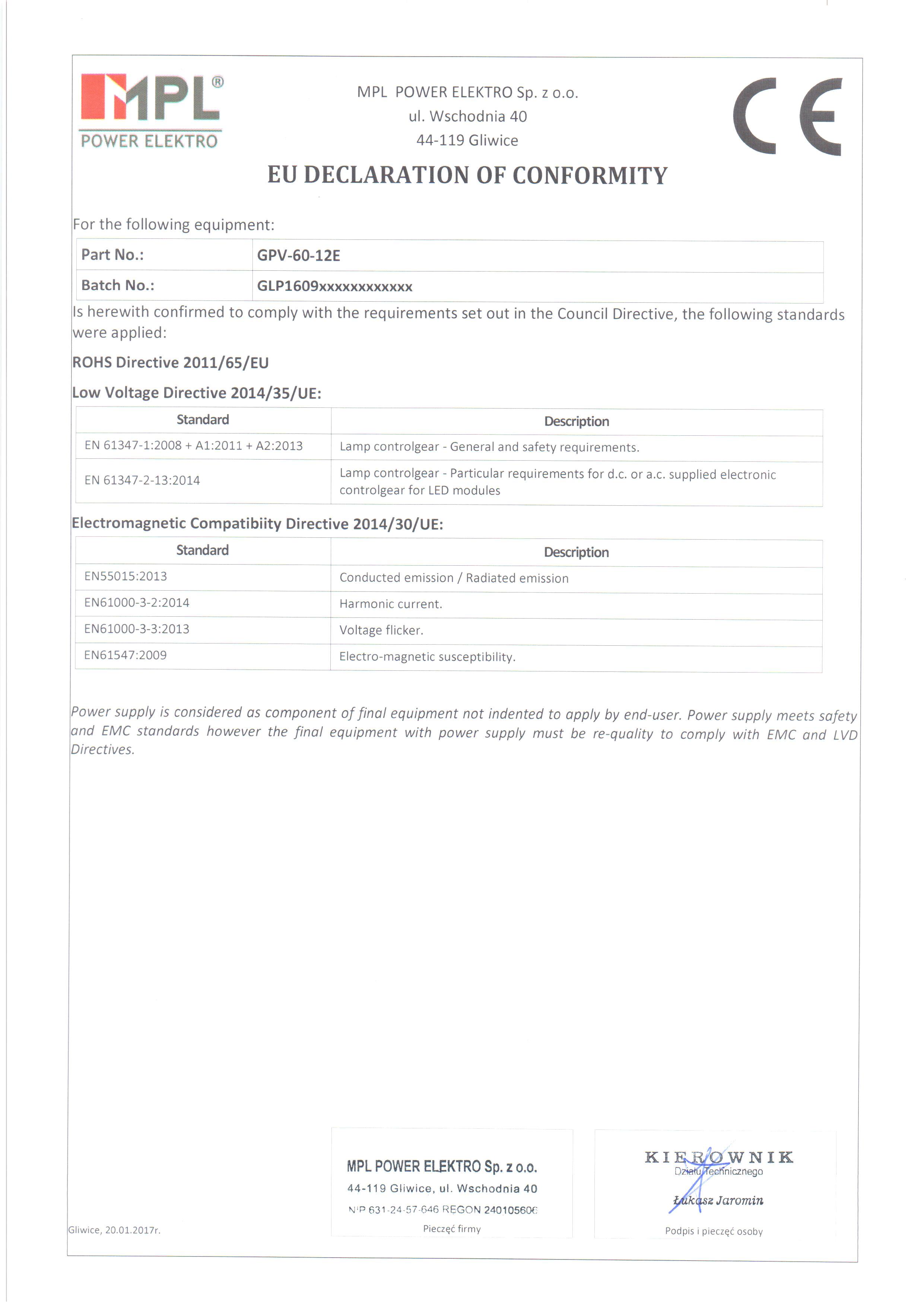 GPV-60-12E Zdroj konstantního napětí 12V 5A 60W