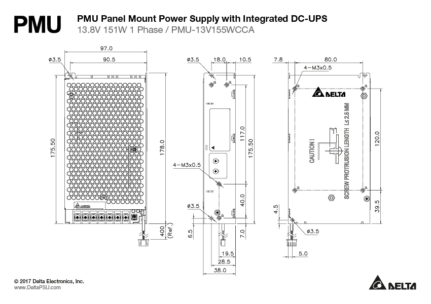 PMU-13V155WCCA DELTA 151W 13,8V Zálohový zdroj