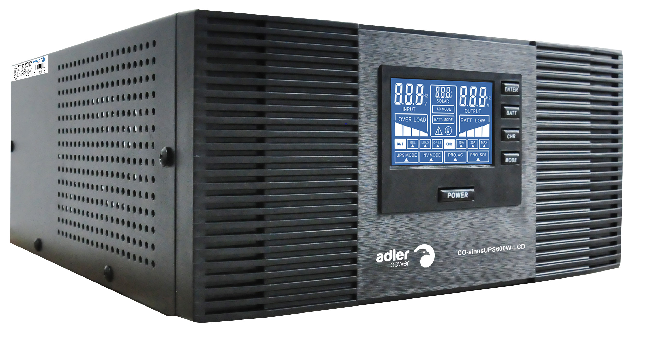 CO-sinusUPS-600W-LCD Střídač s funkcí UPS 12V 600W