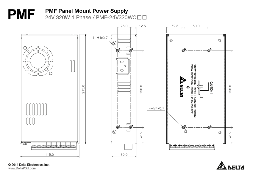 PMF-24V320WCGB DELTA 24V 320W 13.3A