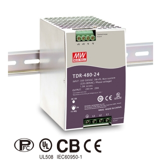 Mean Well TDR-480-24 Zdroj na DIN 480W 24V 3f